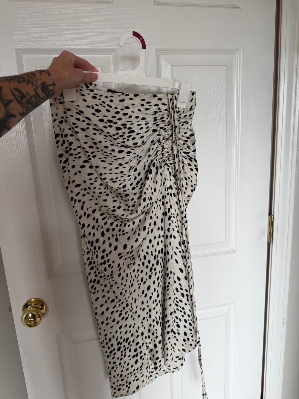 Cider Cream Midi Skirt with Black Spot Print